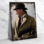 Atatürk Ahşap Retro Vintage Poster 