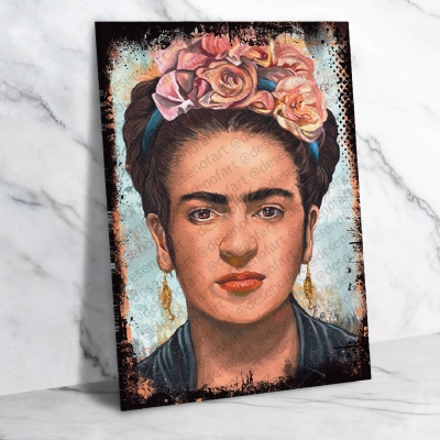 Frida Kahlo Ahşap Retro Vintage Poster 
