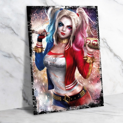 Harley Quinn Ahşap Retro Vintage Poster 