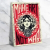 Make Art Not War Ahşap Retro Vintage Poster 