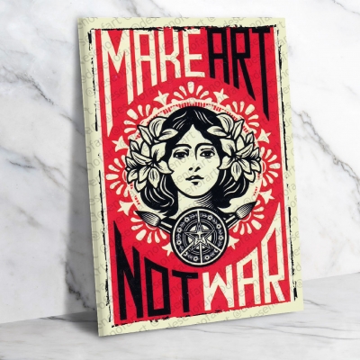 Make Art Not War Ahşap Retro Vintage Poster 