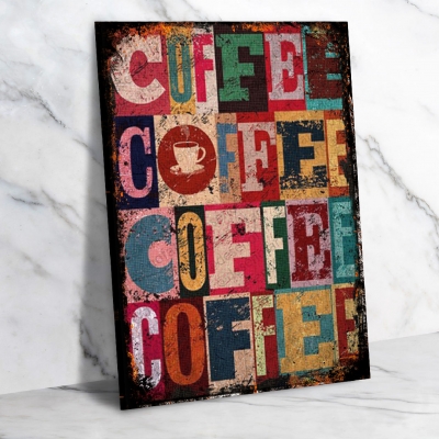 Coffee Ahşap Retro Vintage Poster 