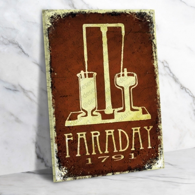Faraday Ahşap Retro Vintage Poster 
