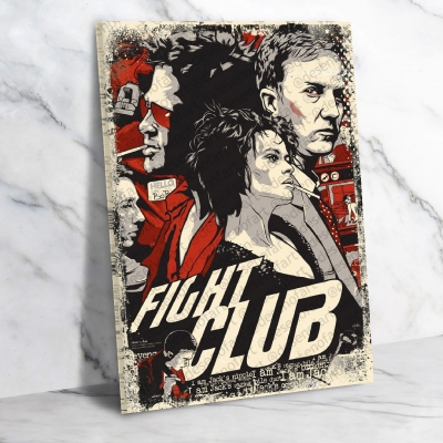 Fight Club Ahşap Retro Vintage Poster 