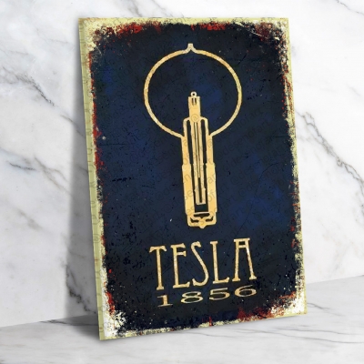 Tesla Ahşap Retro Vintage Poster 