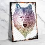 Wolf Ahşap Retro Vintage Poster 