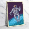 Astronot Ahşap Retro Vintage Poster 