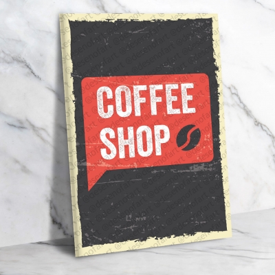 Coffee Shop Ahşap Retro Vintage Poster 