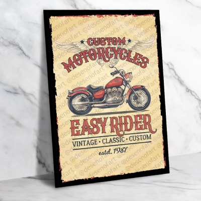 Easy Rider Ahşap Retro Vintage Poster 