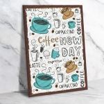 New Day Coffee Ahşap Retro Vintage Poster 