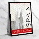 Barcelona Spain Ahşap Retro Vintage Poster 