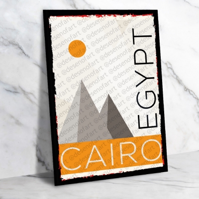 Cairo Egypt Ahşap Retro Vintage Poster 