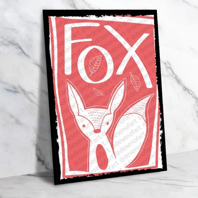 Fox Tilki Ahşap Retro Vintage Poster 