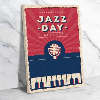 International Jazz Day Ahşap Retro Vintage Poster 