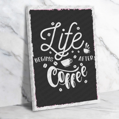 Life Coffee Ahşap Retro Vintage Poster 