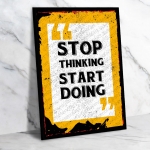 Stop Thinking Start Doing Ahşap Retro Vintage Poster 