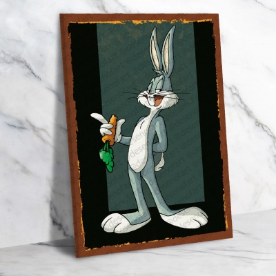 Bugs Bunny Ahşap Retro Vintage Poster 