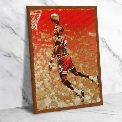 Michael Jordan Ahşap Retro Vintage Poster 