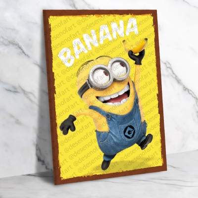 Minions Ahşap Retro Vintage Poster 