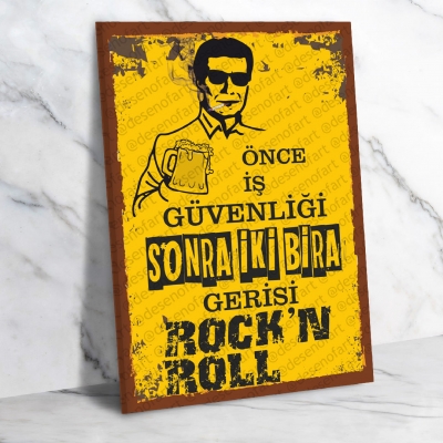 Rock'n Roll Ahşap Retro Vintage Poster 