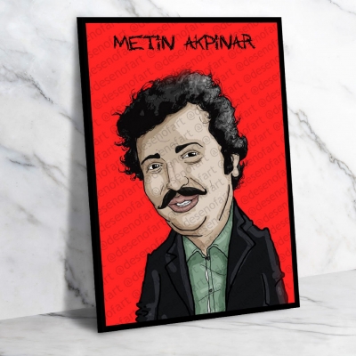 Metin Akpınar Yeşilçam Ahşap Retro Vintage Poster 