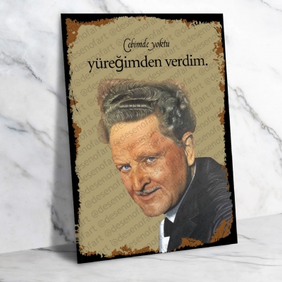 Nazım Hikmet Ahşap Retro Vintage Poster 