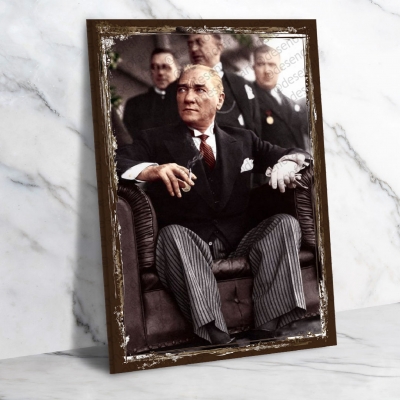 Atatürk Ahşap Retro Vintage Poster 