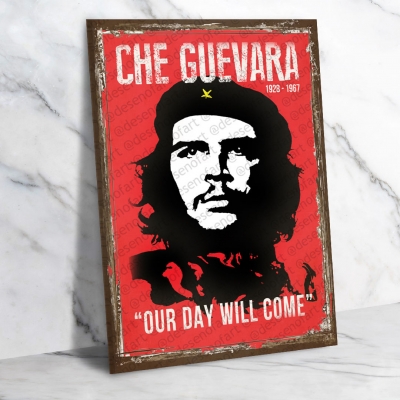 Che Guevara Ahşap Retro Vintage Poster 