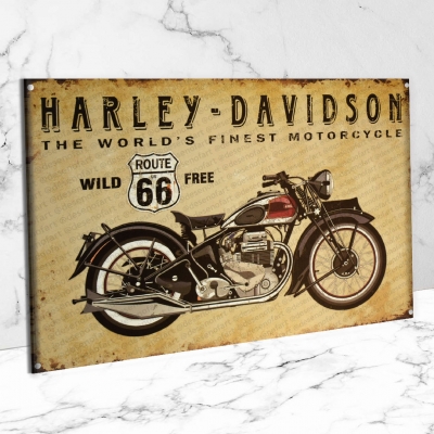 Harley Davidson Ahşap Retro Vintage Poster 