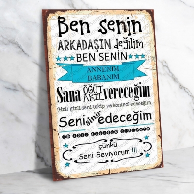 Çünkü Seni Seviyorum Ahşap Retro Vintage Poster 