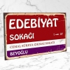 Edebiyat Sokağı Ahşap Retro Vintage Poster 