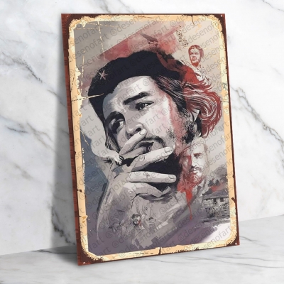 Che Guevara Ahşap Retro Vintage Poster 