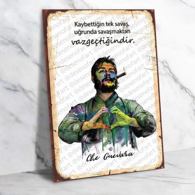 Che Guevara Ahşap Retro Vintage Poster 