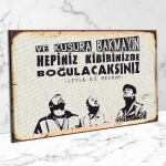 Leyla ile Mecnun Ahşap Retro Vintage Poster 