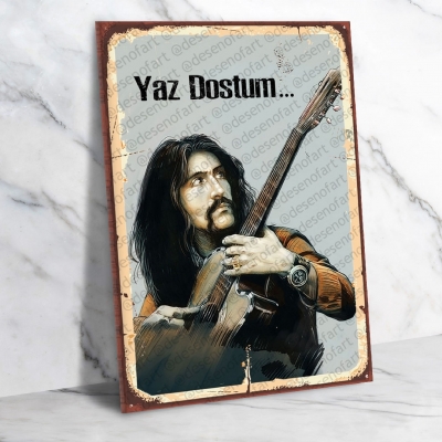 Barış Manço Ahşap Retro Vintage Poster 