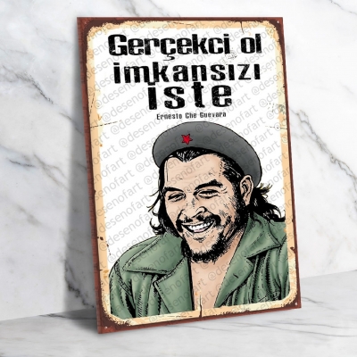Che Guevara Ahşap Retro Vintage Poster 