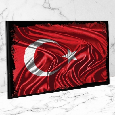 Türk Bayrağı Ahşap Retro Vintage Poster 