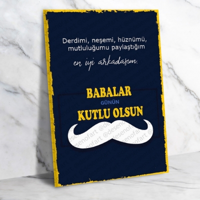 Babalar Günü Ahşap Retro Poster