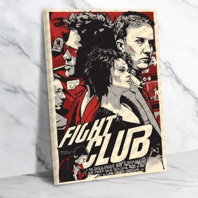 Fight Club Ahşap Retro Poster