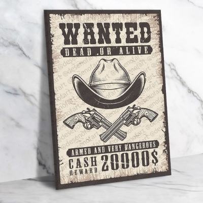 Wanted Ahşap Retro Poster