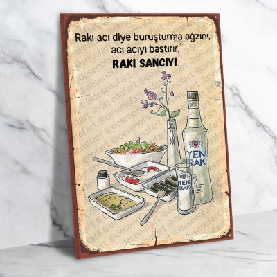 Rakı Ahşap Retro Poster