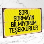 Soru Sormayın Ahşap Retro Poster