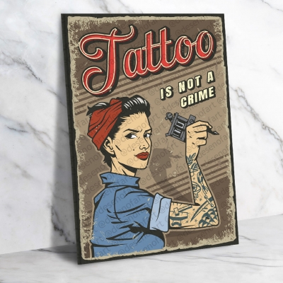 Tattoo Ahşap Retro Poster