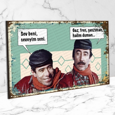 Çiçek Abbas Yeşilçam Ahşap Retro Poster