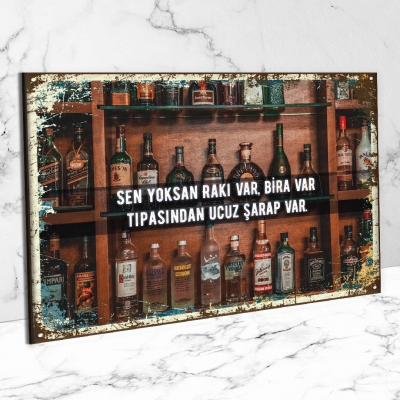 Sen yoksan Ahşap Retro Poster