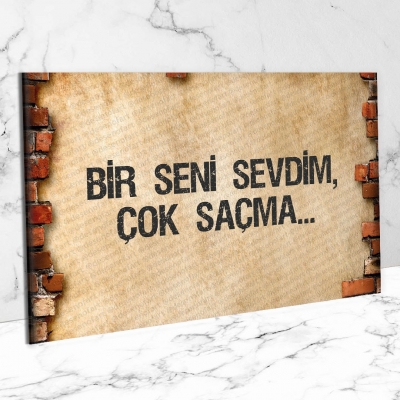 Bir Seni Sevdim Ahşap Retro Poster