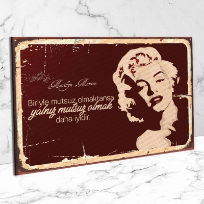 Marilyn Monroe Ahşap Retro Poster