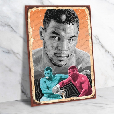 Mike Tyson Tuvalet Retro Ahşap Poster