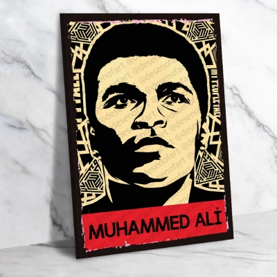 Muhammed Ali Retro Ahşap Poster