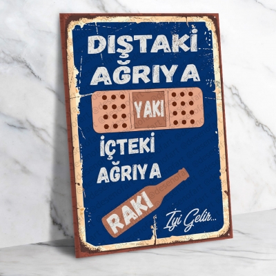 Rakı Retro Ahşap Poster